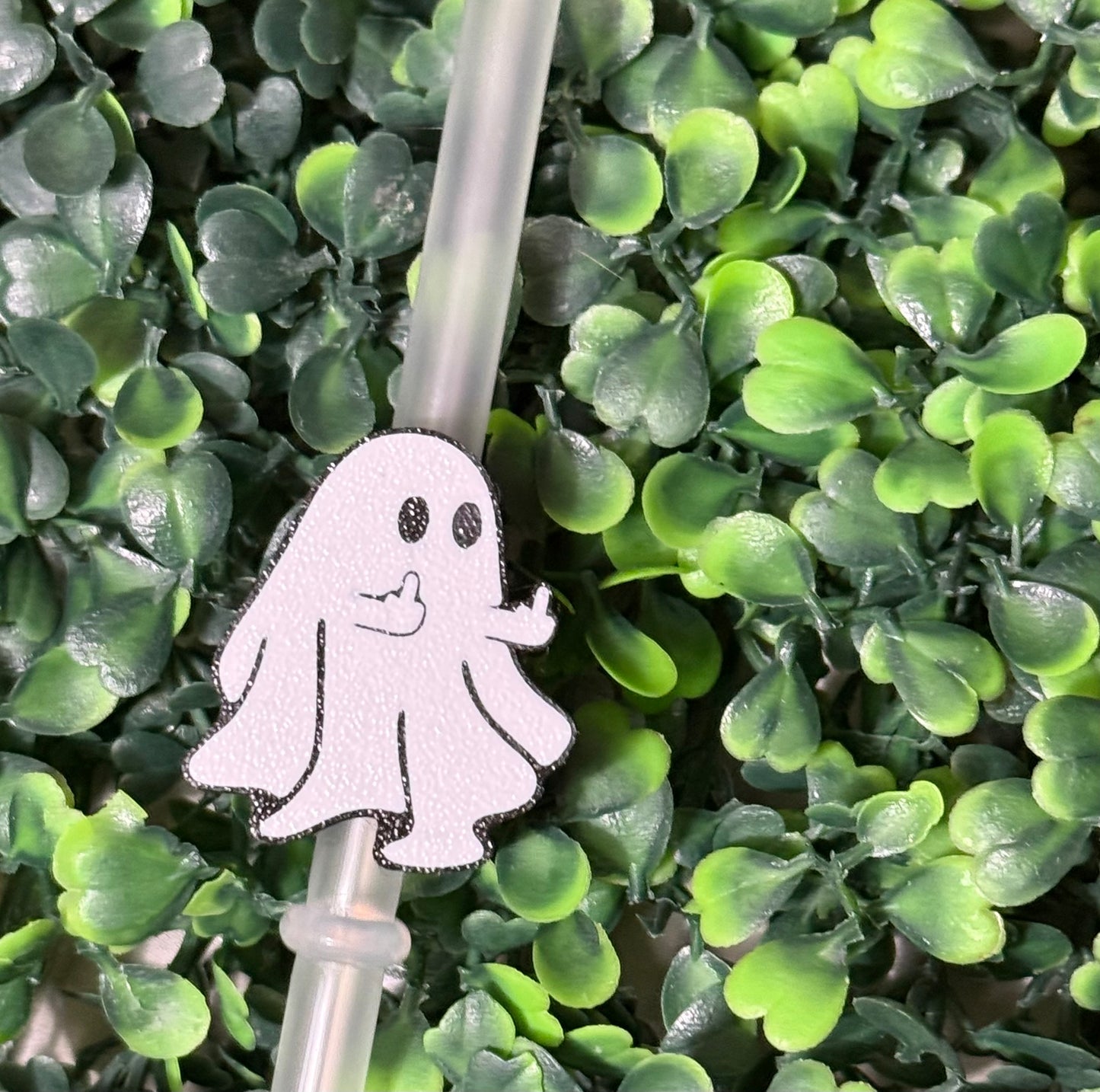 Ghost middle finger straw topper