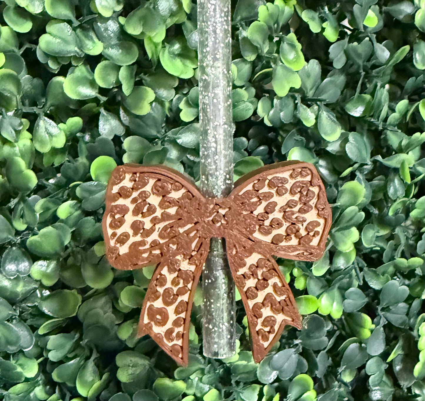 Cheetah print bow straw topper