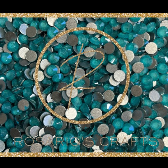PEACOCK BLUE MOCHA GLASS FLATBACK RHINESTONES