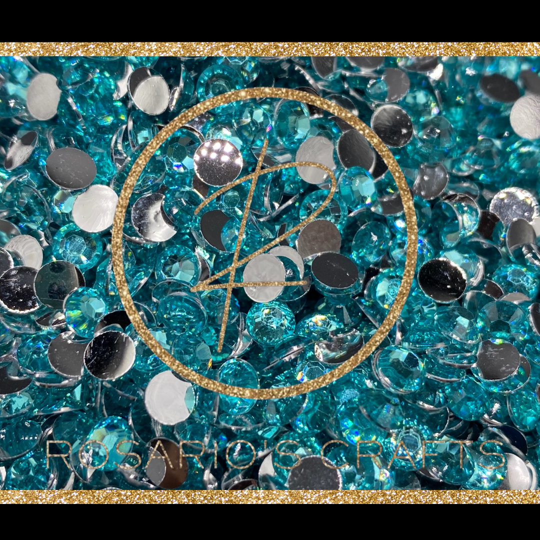 AQUAMARINE RESIN FLATBACK RHINESTONES