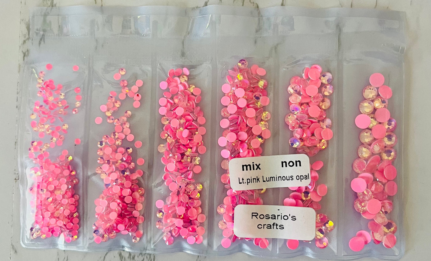 LUMINOUS OPAL LIGHT PINK GLASS FLAT BACK RHINESTONES
