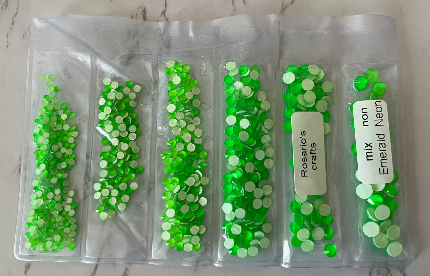 NEON GREEN GLASS FLATBACK RHINESTONES