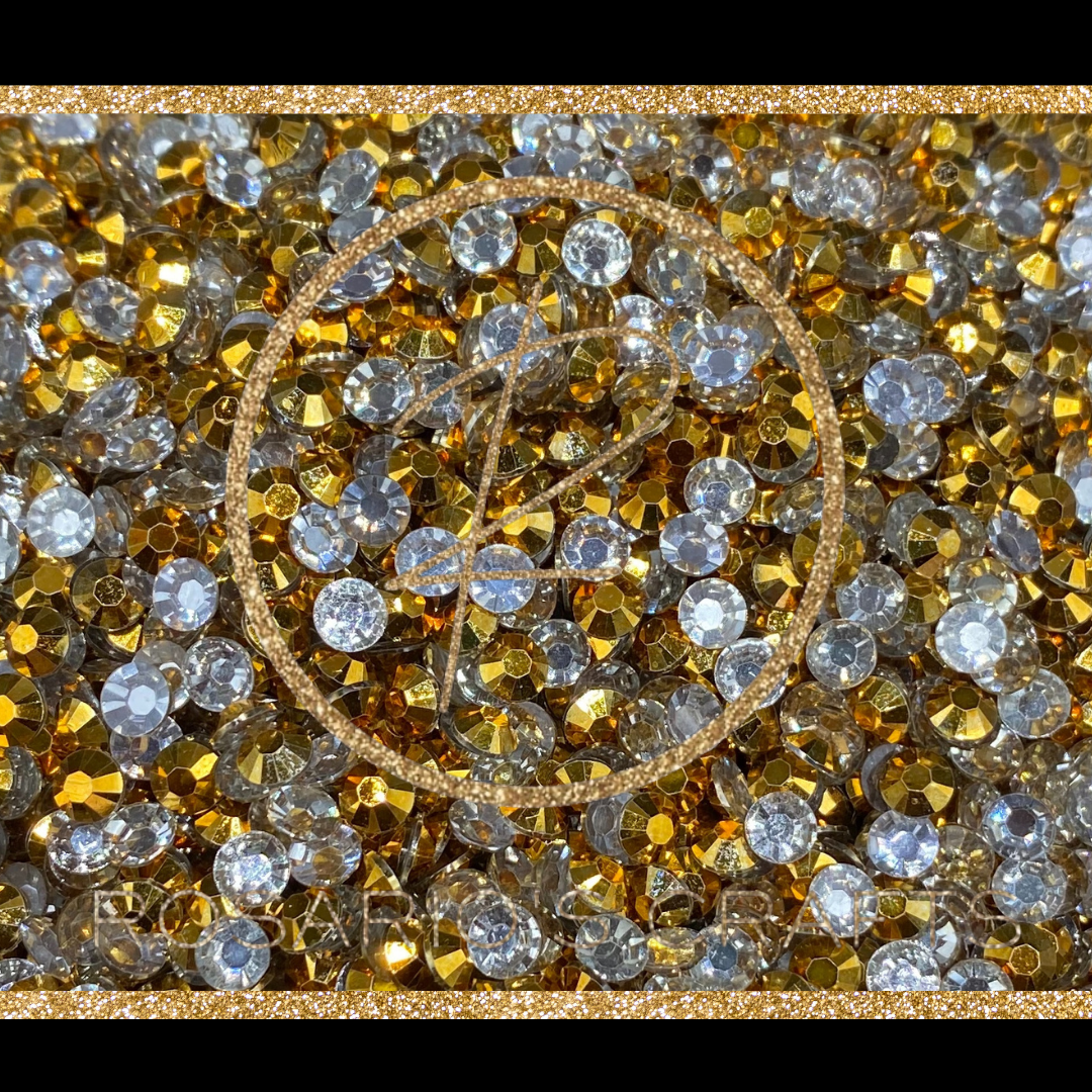 Mine gold  Resin rhinestones by the size/scoop