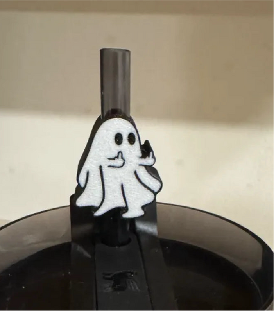 Ghost middle finger straw topper