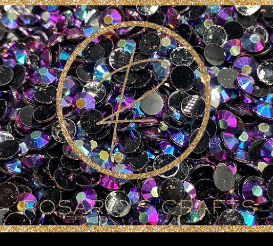 Midnight purple ab Resin rhinestones by the size/scoop