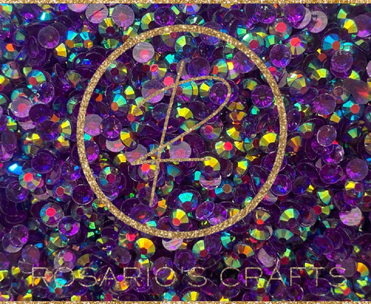 dark amethyst ab transparent  rhinestones by the size/