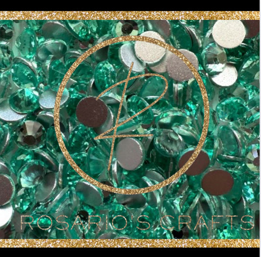 Winter green FLAT-BACK GLASS RHINESTONES