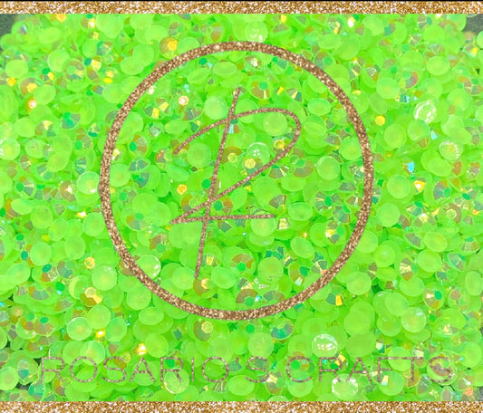 LIGHT PERIDOT AB JELLY rhinestones by the size/scoop