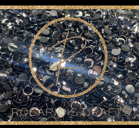 JET BLACK opaque rhinestones by the size/scoop