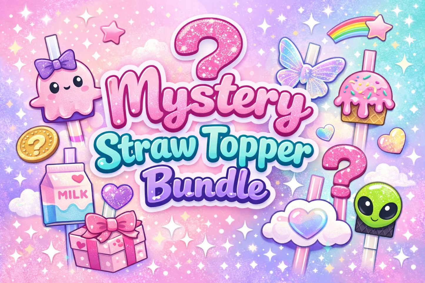 Mystery bundle straw toppers 12 count