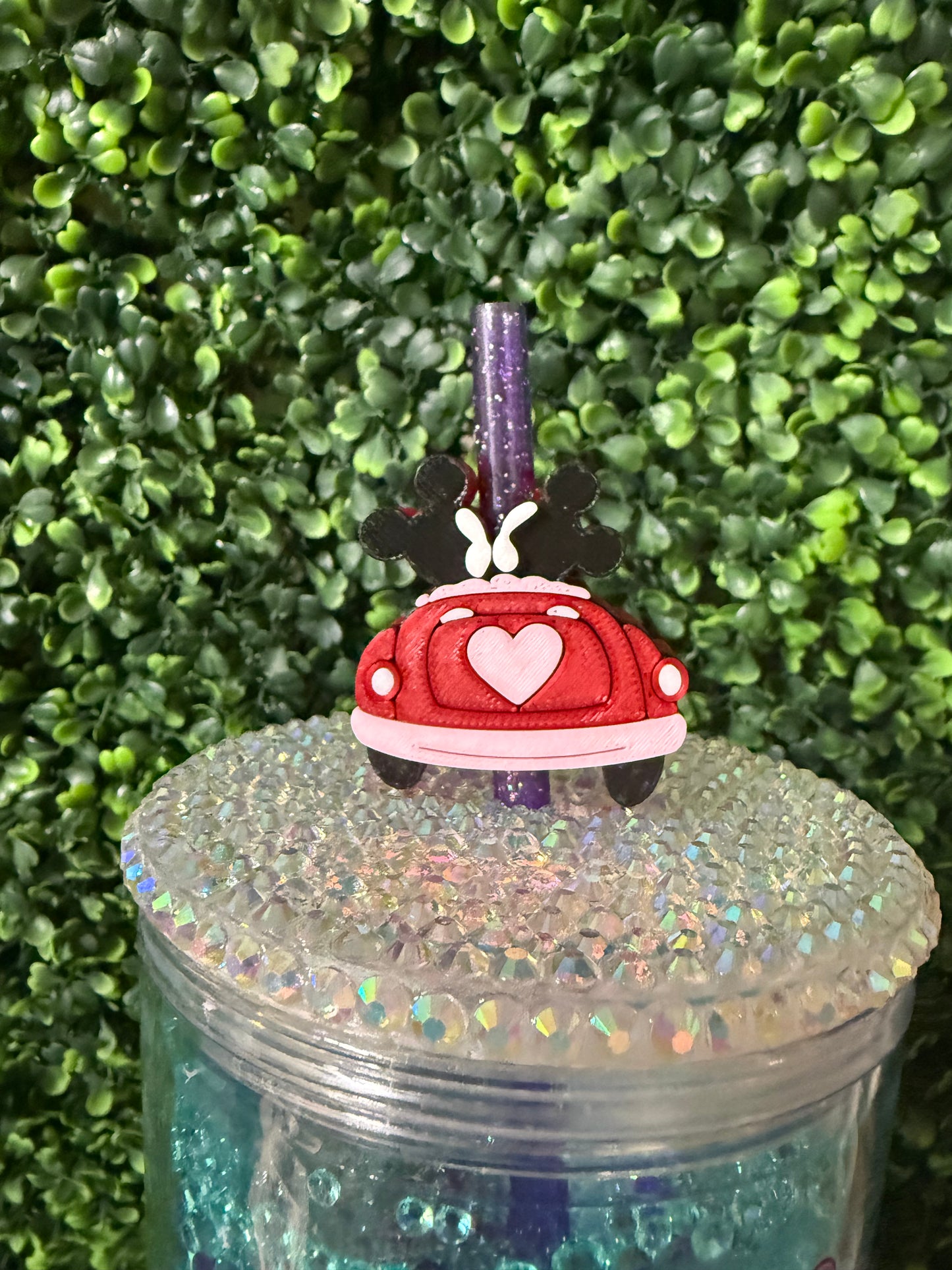 mouse car kiss straw topper