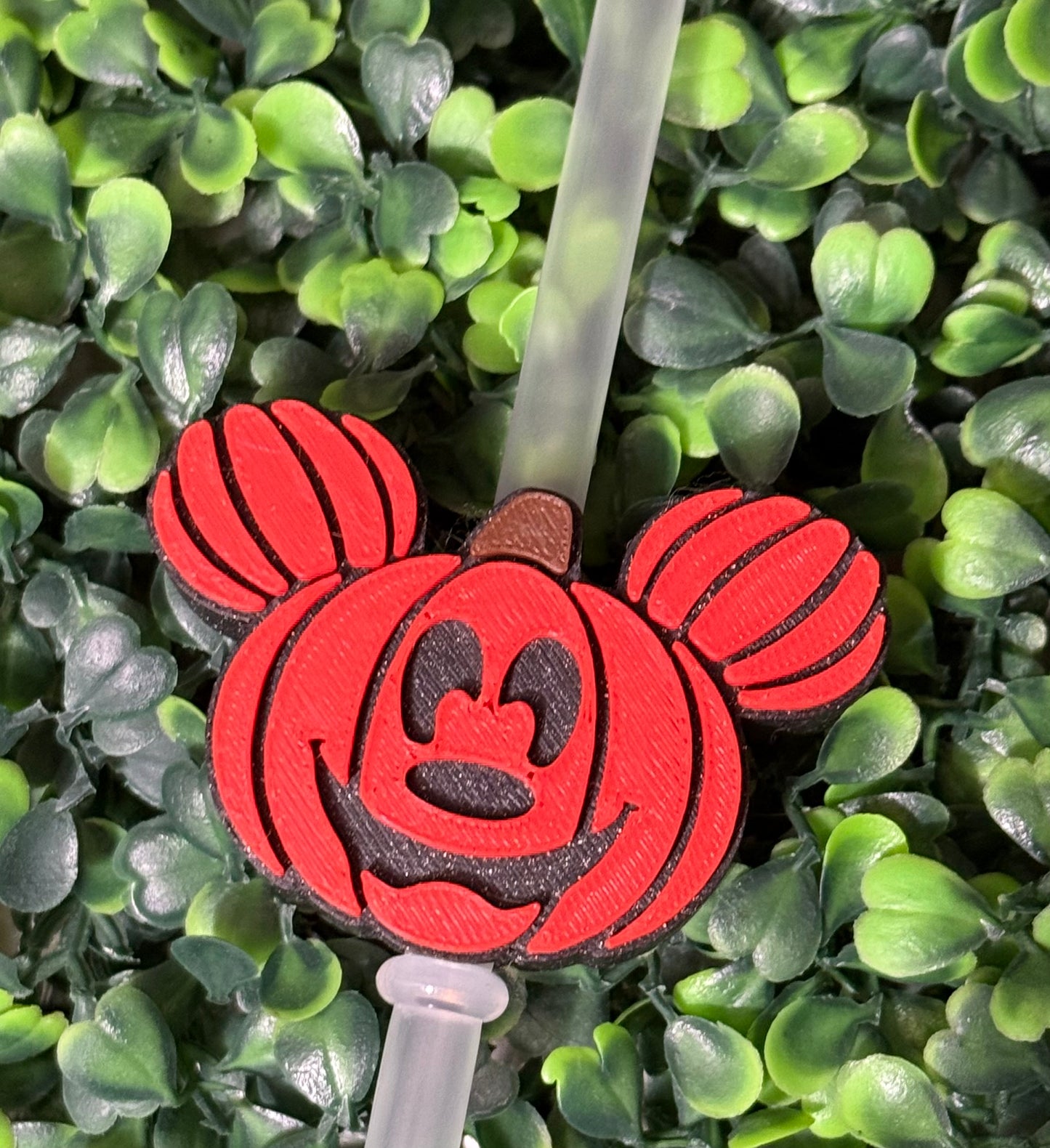 Pumpkin head  straw topper