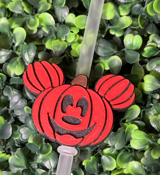 Pumpkin head straw topper
