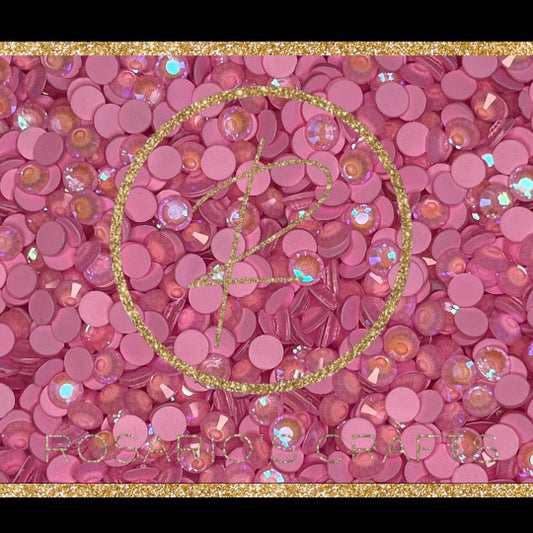 LIGHT PINK LUMINOUS GLASS FLAT-BACK RHINESTONES
