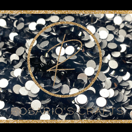 JET BLACK GLASS FLATBACK RHINESTONES