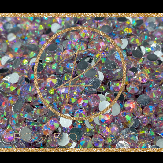 LIGHT PINK AB SILVERBACK RESIN FLATBACK RHINESTONES