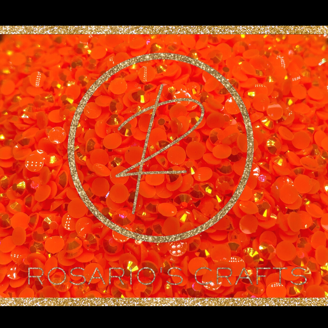 NEON ORANGE AB JELLY RESIN FLATBACK RHINESTONES