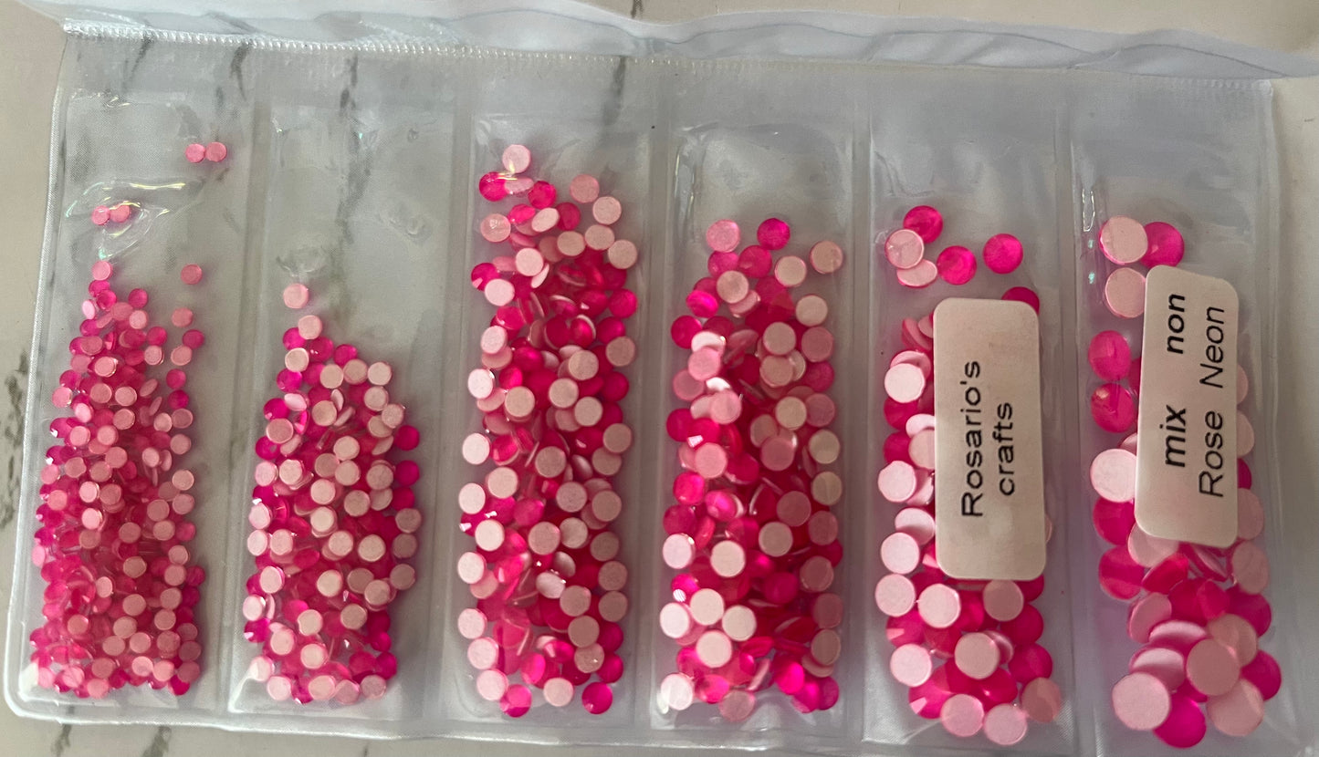 NEON PINK GLASS FLATBACK RHINESTONES