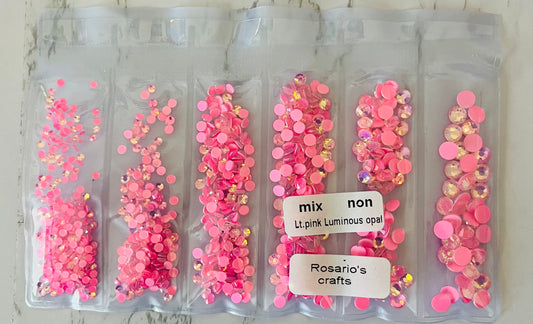 LUMINOUS OPAL LIGHT PINK GLASS FLAT BACK RHINESTONES