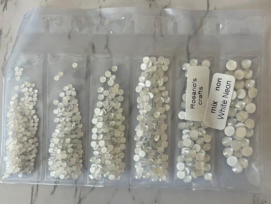 NEON WHITE GLASS FLATBACK RHINESTONES