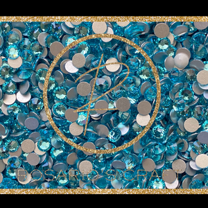AQUAMARINE  GLASS FLAT-BACK RHINESTONES