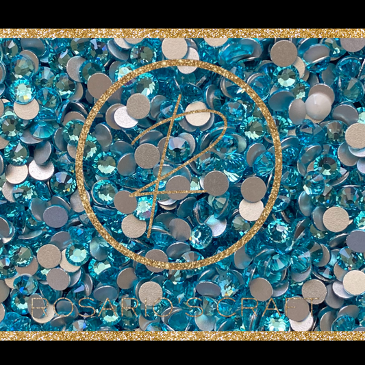AQUAMARINE GLASS FLAT-BACK RHINESTONES